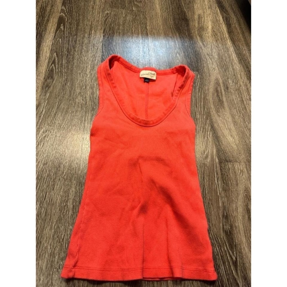 Universal Thread Ribbed Tank Top Coral Orange Scoop Neck Sleeveless Basic Small